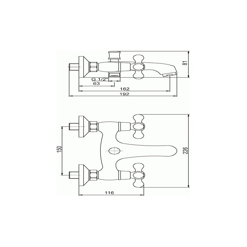Novaservis - Baterija za kadu TITANIA RETRO, sjajni hrom