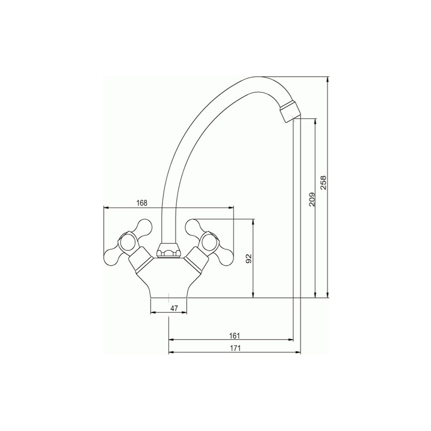 Novaservis - Baterija za sudoperu TITANIA RETRO, sjajni hrom
