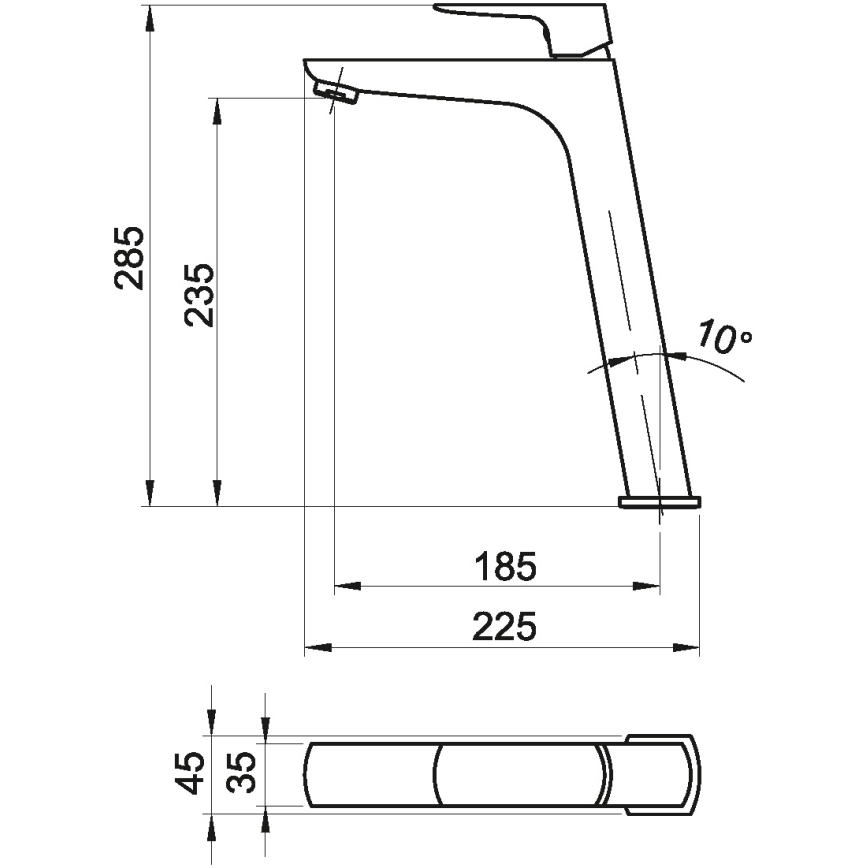 Novaservis - Baterija za umivaonik NOBLESS EGO 28,5 cm sjajni hrom