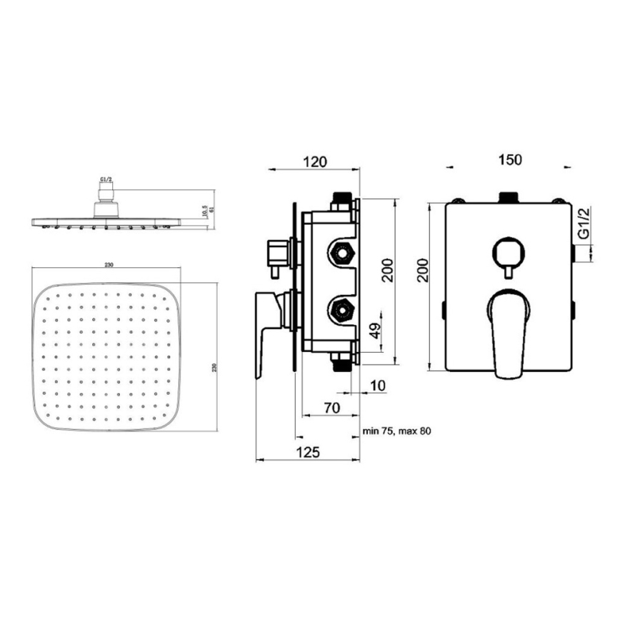 Novaservis - Komplet za tuširanje sa podžbuknom baterijom METALIA ECO, mat crna