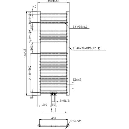 Novaservis - Kupatilski peškirni radijator 490W/230V 120x45 cm crni, ravan