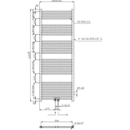 Novaservis - Kupatilski peškirni radijator 544W/230V 160x60 cm sjajni hrom ravan