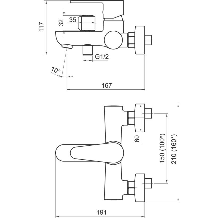 Novaservis - Set za kadu s baterijom TITANIA FRESH ECO, sjajni hrom