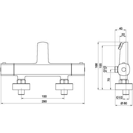 Novaservis - Termostatska baterija za kadu METALIA, sjajni hrom