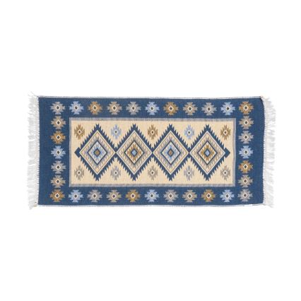 Obostrani orijentalni tepih KILIM 80x150 cm plava/bež