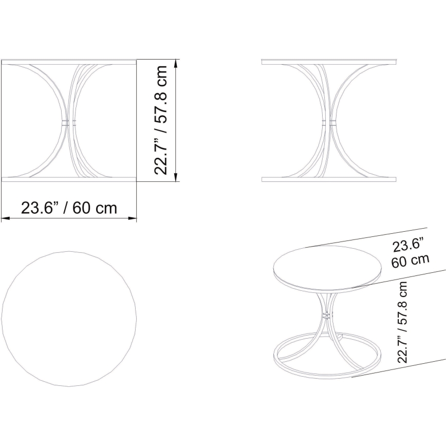 Odložni stočić CORLEAONE 57,8x60 cm crni