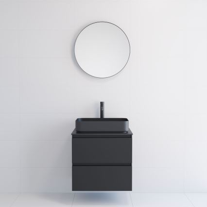 Ogledalo za kupatilo BORGSTED, prečnik 60 cm, crno