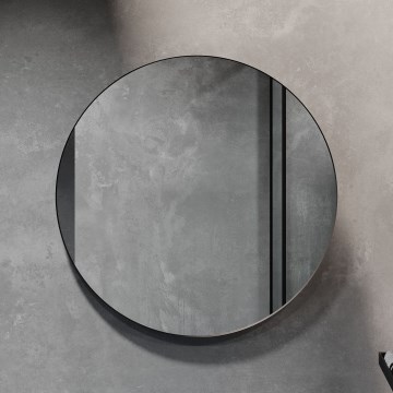 Ogledalo za kupatilo BORGSTED, prečnik 80 cm, crno