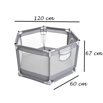 Ogradica za igru 120 cm siva
