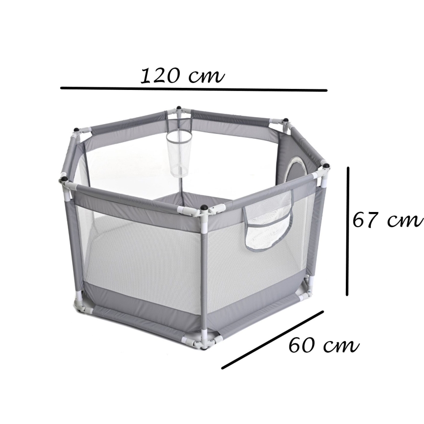 Ogradica za igru 120 cm siva