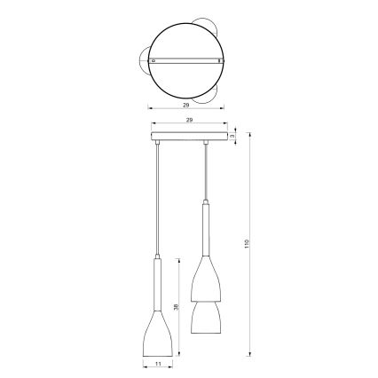 Luster na sajli MUZA 3xE27/60W/230V buk