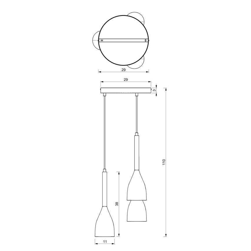 Luster na sajli MUZA 3xE27/60W/230V buk