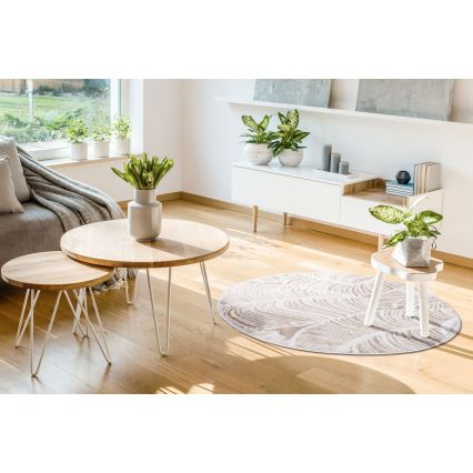 Okrugli tepih SALAMANCA 100 cm prigušiva/bela/listni dezen