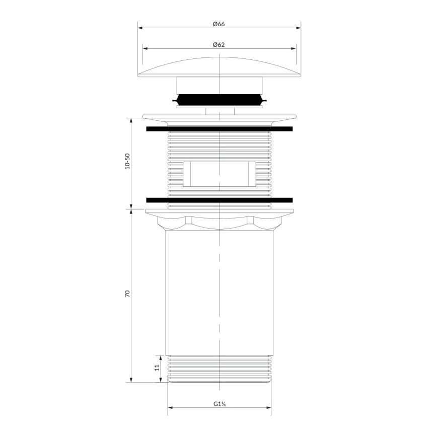 OMNIRES A706CPB - Slivnik za umivaonik CLICK-CLACK prečnika 6,6 cm, četkani bakar
