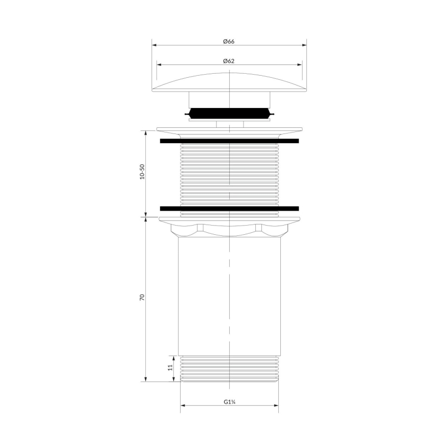 OMNIRES A716BL - Slivnik za umivaonik CLICK-CLACK, prečnik 6,6 cm, polumat crne boje