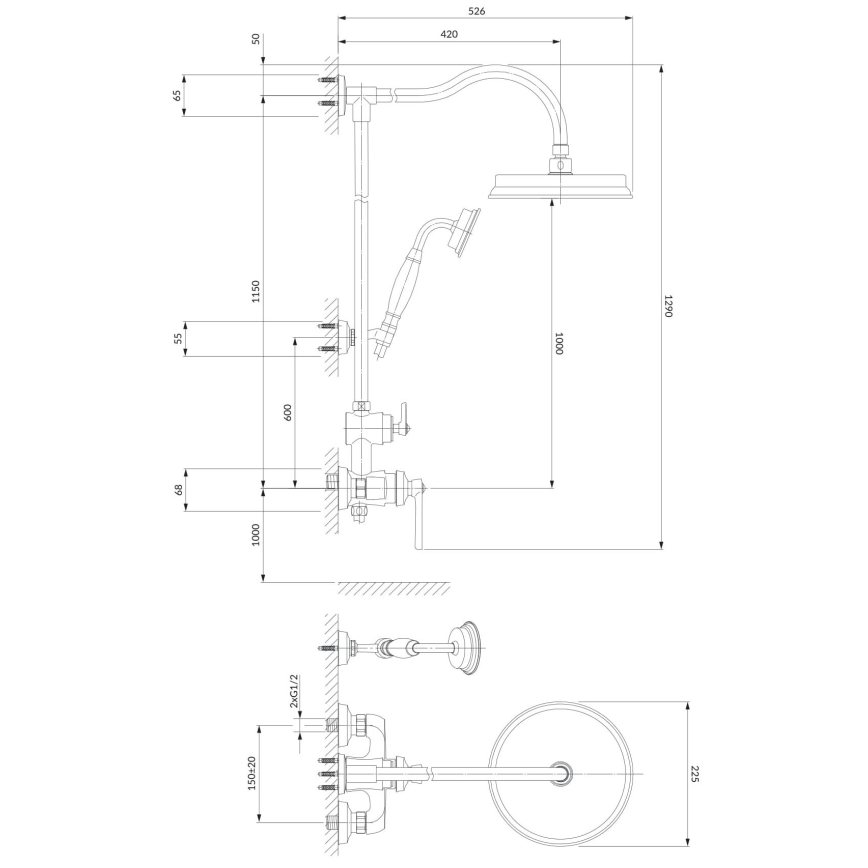 OMNIRES AM5244CR - Tuš set sa baterijom ARMANCE sjajni hrom