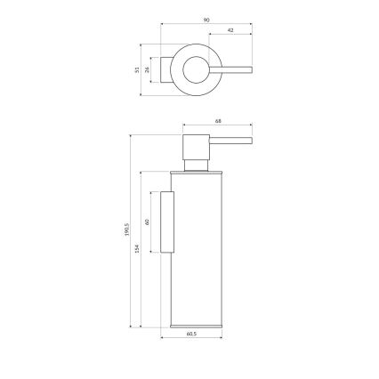 OMNIRES MP60721BL - Zidni dozator sapuna MODERN PROJECT 150 ml, mat crne boje