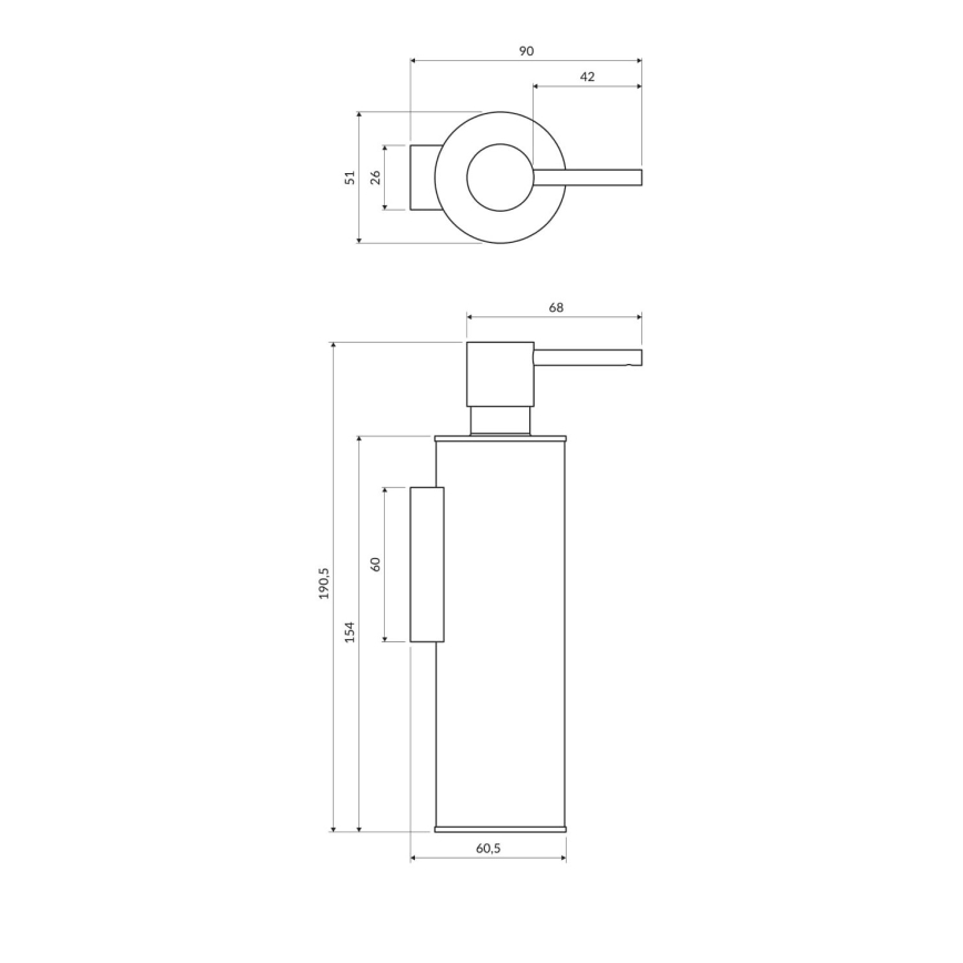 OMNIRES MP60721BL - Zidni dozator sapuna MODERN PROJECT 150 ml, mat crne boje