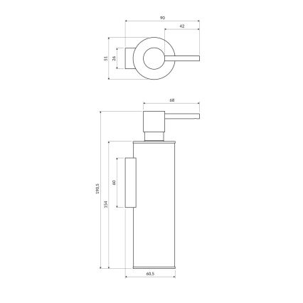 OMNIRES MP60721CR - Zidni dozator sapuna MODERN PROJECT 150 ml sjajni hrom