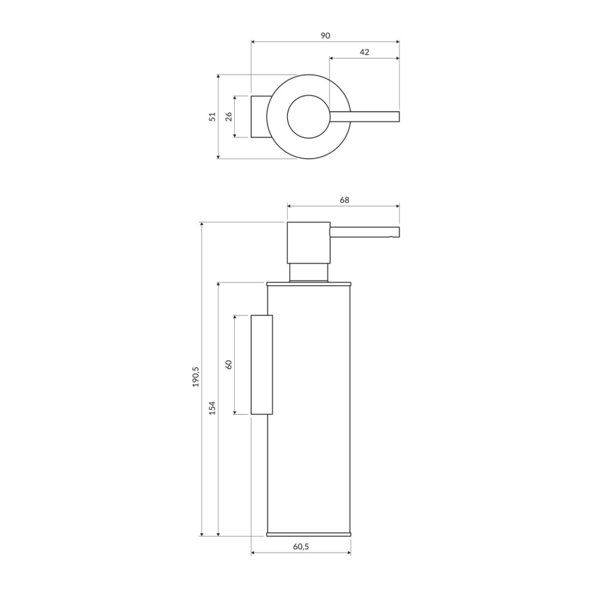 OMNIRES MP60721CR - Zidni dozator sapuna MODERN PROJECT 150 ml sjajni hrom