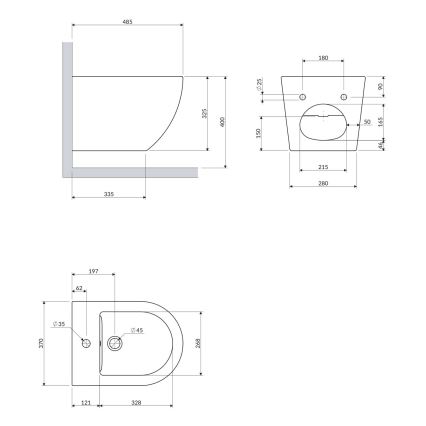 OMNIRES OTTAWABIBP - Viseći bide OTTAWA keramika/sjajna bela