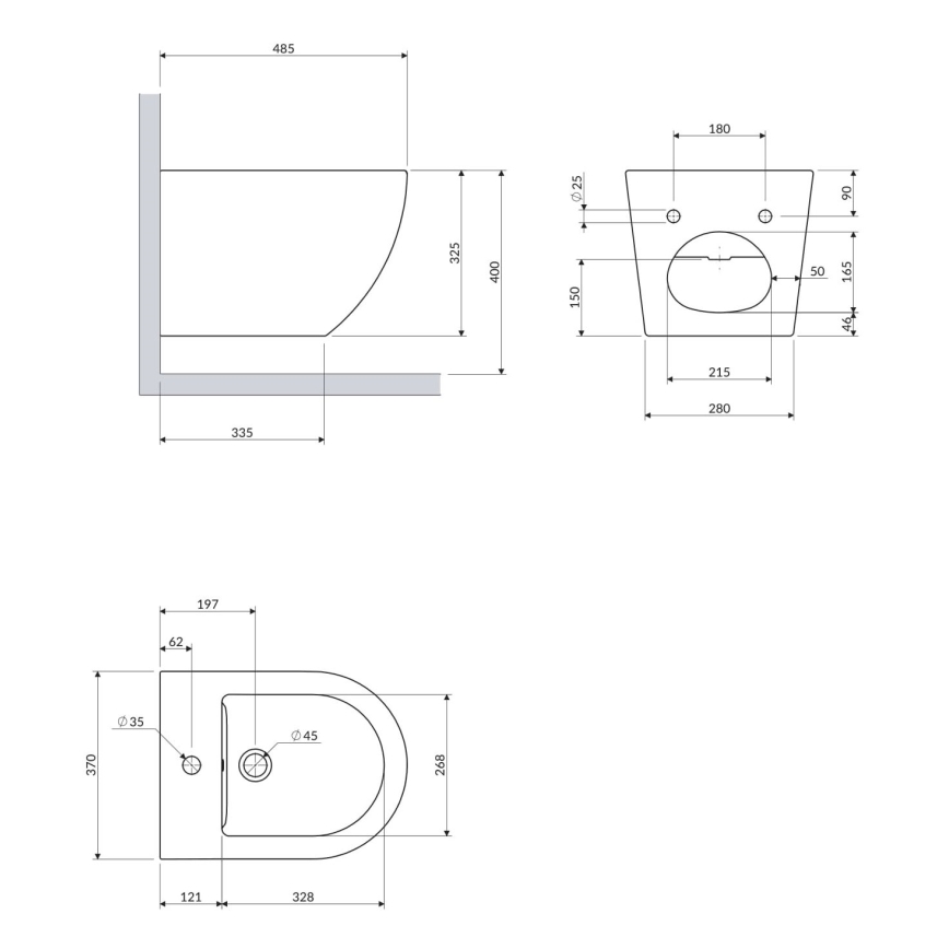 OMNIRES OTTAWABIBP - Viseći bide OTTAWA keramika/sjajna bela