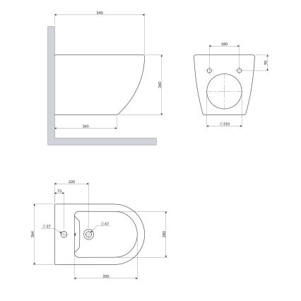 OMNIRES OTTAWACMBIBP - Viseći bide OTTAWA keramika/sjajna bela