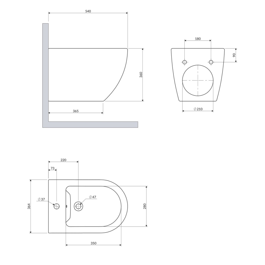OMNIRES OTTAWACMBIBP - Viseći bide OTTAWA keramika/sjajna bela