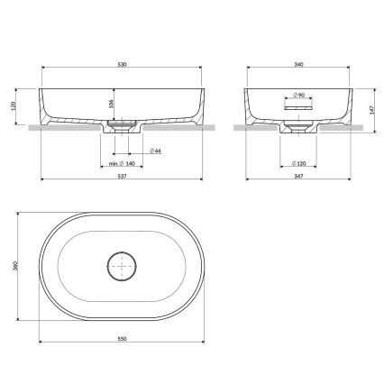 OMNIRES OVOUNBP - Nadpultni umivaonik OVO 55x36 cm dolomit/sjajna bela