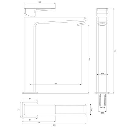 OMNIRES PM7412BL - Slavina za umivaonik PARMA 27,3 cm mat crne boje