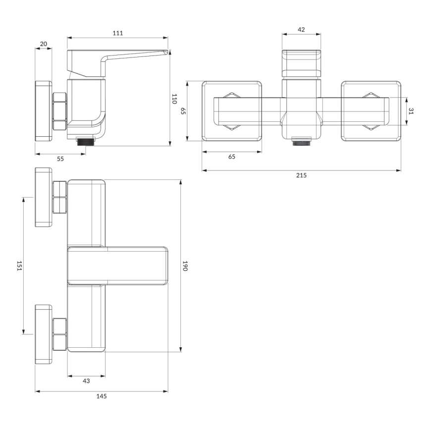 OMNIRES PM7440CR - Tuš baterija PARMA, sjajni hrom