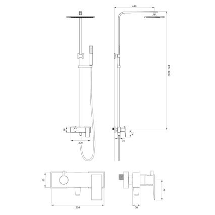 OMNIRES PM7444CR - Tuš set sa baterijom PARMA, sjajni hrom