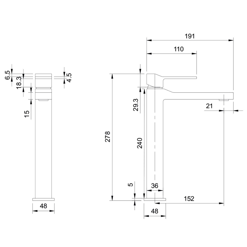 OMNIRES SL7712CR - Slavina za umivaonik SLIDE 27,8 cm, sjajni hrom