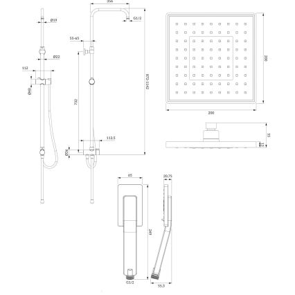 OMNIRES SYSJIMJIMBL - Tuš set JIMJIM mat crne boje