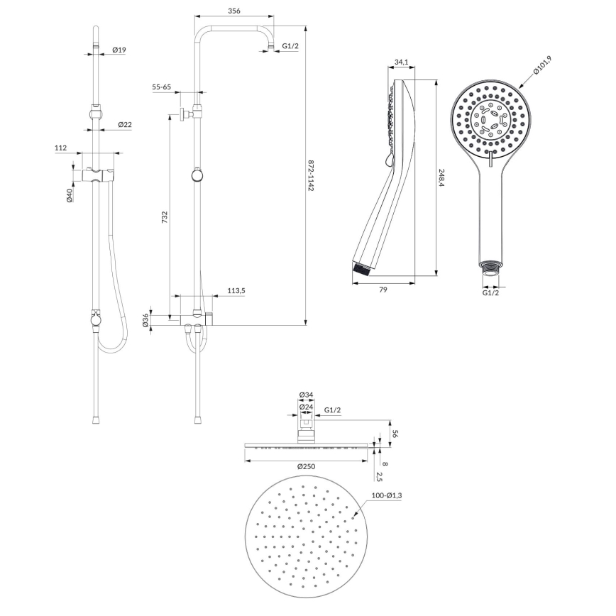 OMNIRES SYSYOSEMITELUXCR - Tuš set YOSEMITE sjajni hrom