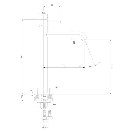 OMNIRES Y1212BLGL - Baterija za umivaonik Y 30,8 cm polumatna crna/sjajna zlatna