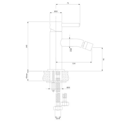 OMNIRES Y1220GLB - Bide baterija Y 14,5 cm, četkano zlato