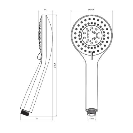 OMNIRES YOSEMITE-RCR - Ručni tuš YOSEMITE, sjajni hrom