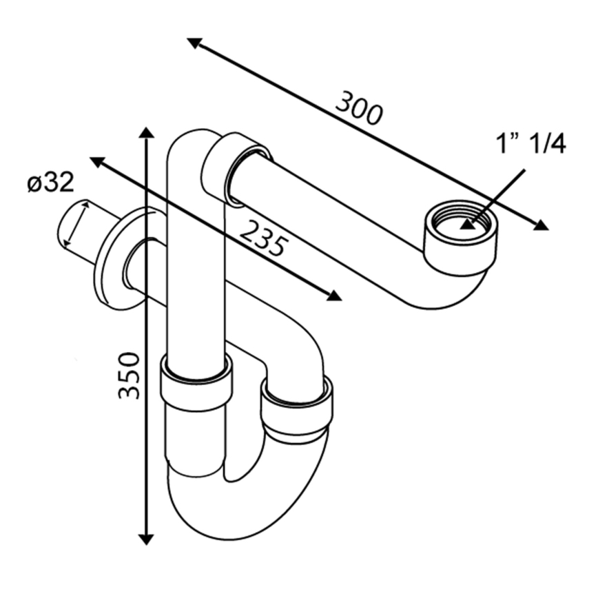 Omp tea - Sifon za umivaonik, sjajni hrom