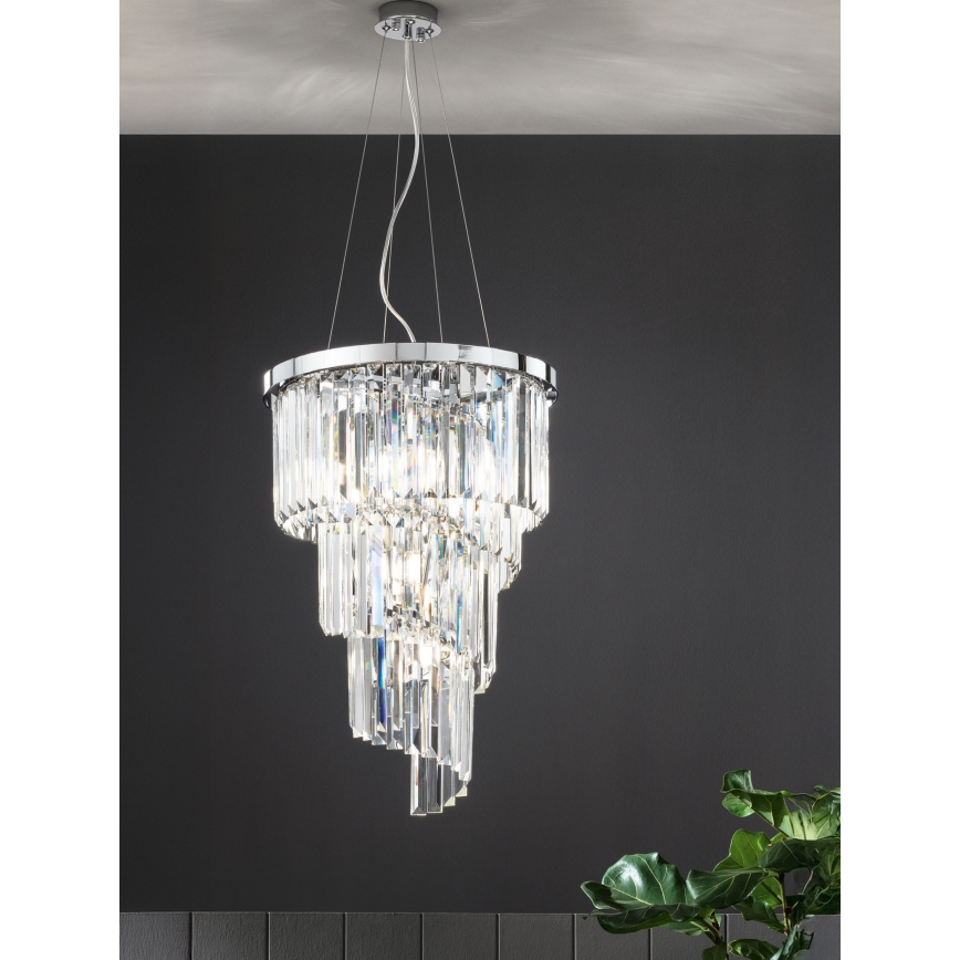 Ondaluce - Kristalni luster na sajli ALEXANDER 7xE14/10W/230V prečnik 40 cm sjajni hrom