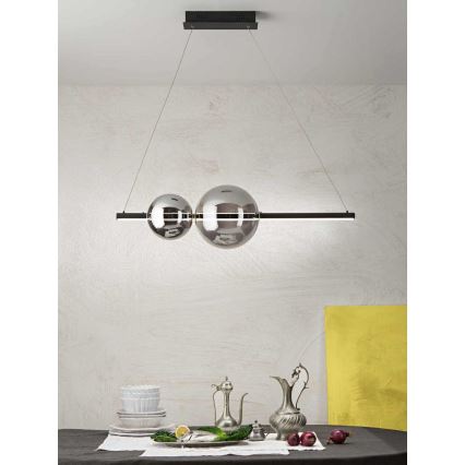 Ondaluce - LED luster na sajli FUFI (prigušiva) LED/40W/230V crna/zadimljena crna