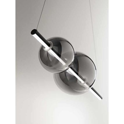 Ondaluce - LED luster na sajli FUFI (prigušiva) LED/40W/230V crna/zadimljena crna