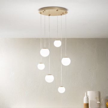 Ondaluce - LED luster na sajli SANTOS LED/48W/230V Ø 45 cm zlatna/bela