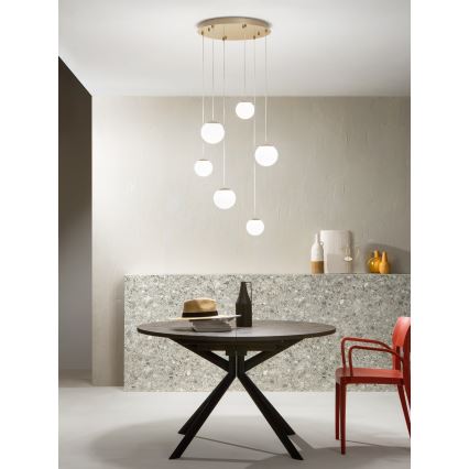Ondaluce - LED luster na sajli SANTOS LED/48W/230V Ø 45 cm zlatna/bela