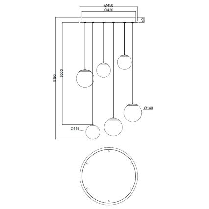 Ondaluce - LED luster na sajli SANTOS LED/48W/230V Ø 45 cm zlatna/bela