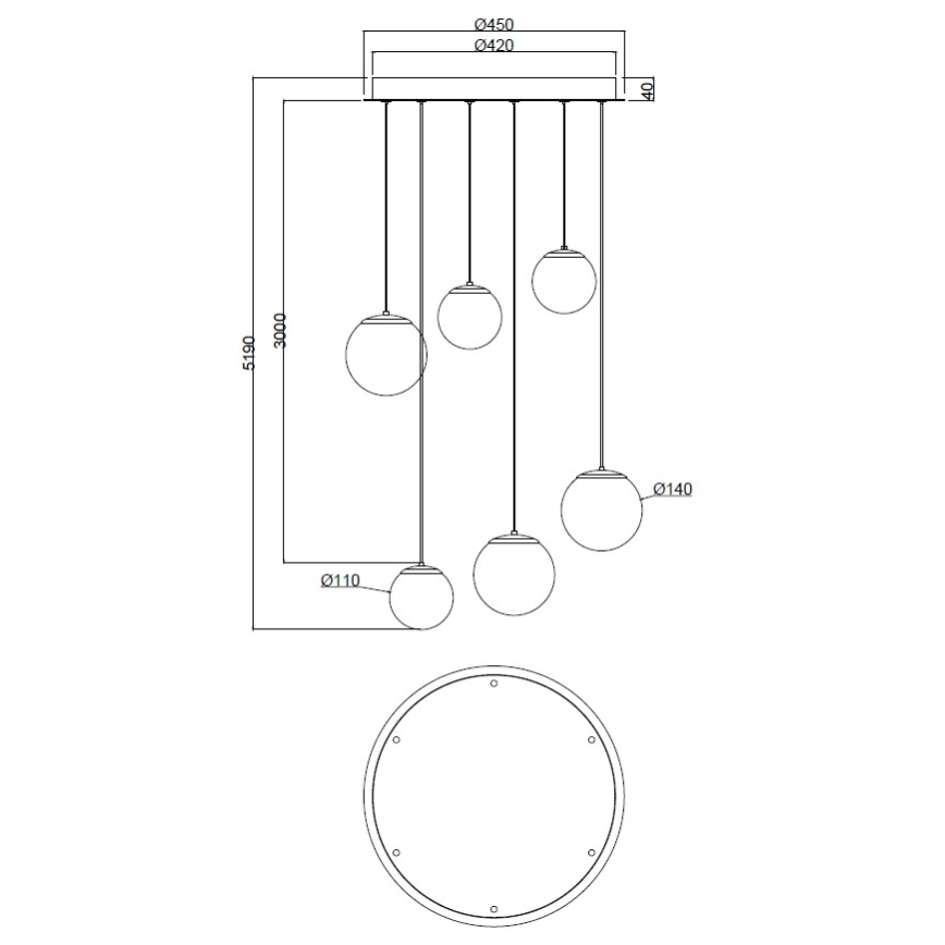 Ondaluce - LED luster na sajli SANTOS LED/48W/230V Ø 45 cm zlatna/bela