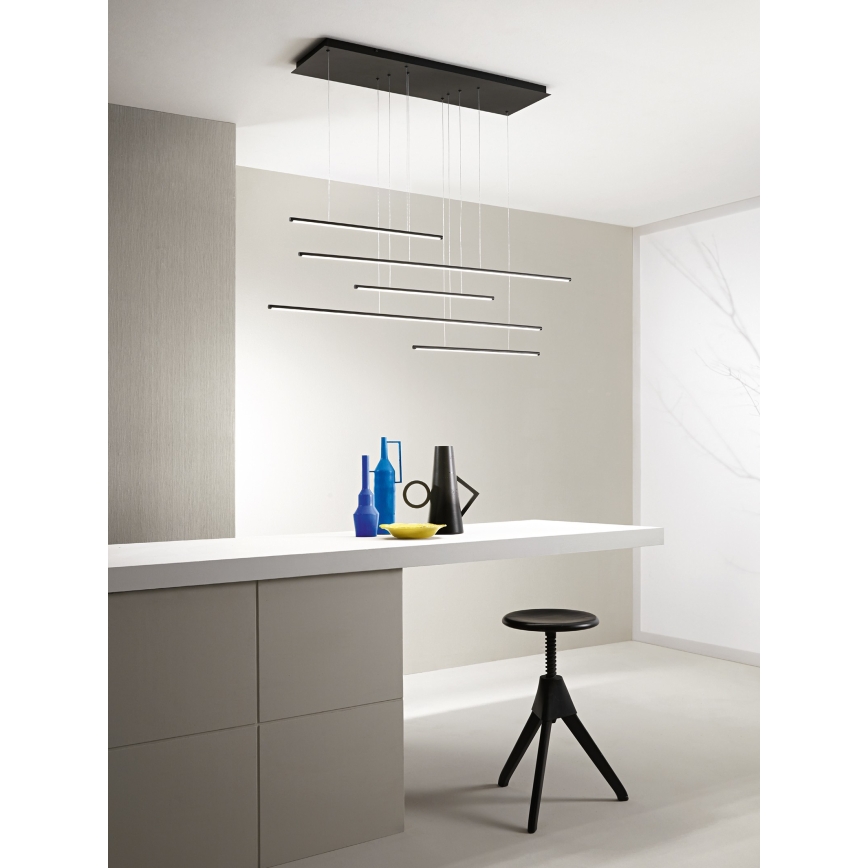 Ondaluce - LED prigušiva luster na sajli GENIUS LED/72W/230V crna