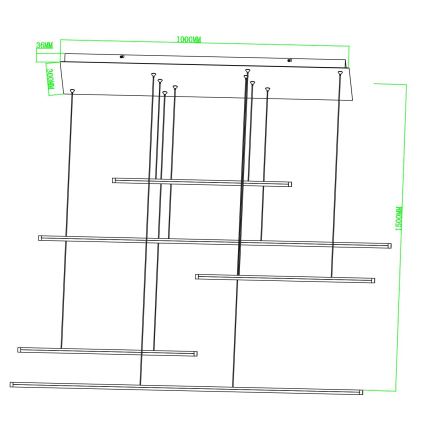 Ondaluce - LED prigušiva luster na sajli GENIUS LED/72W/230V crna