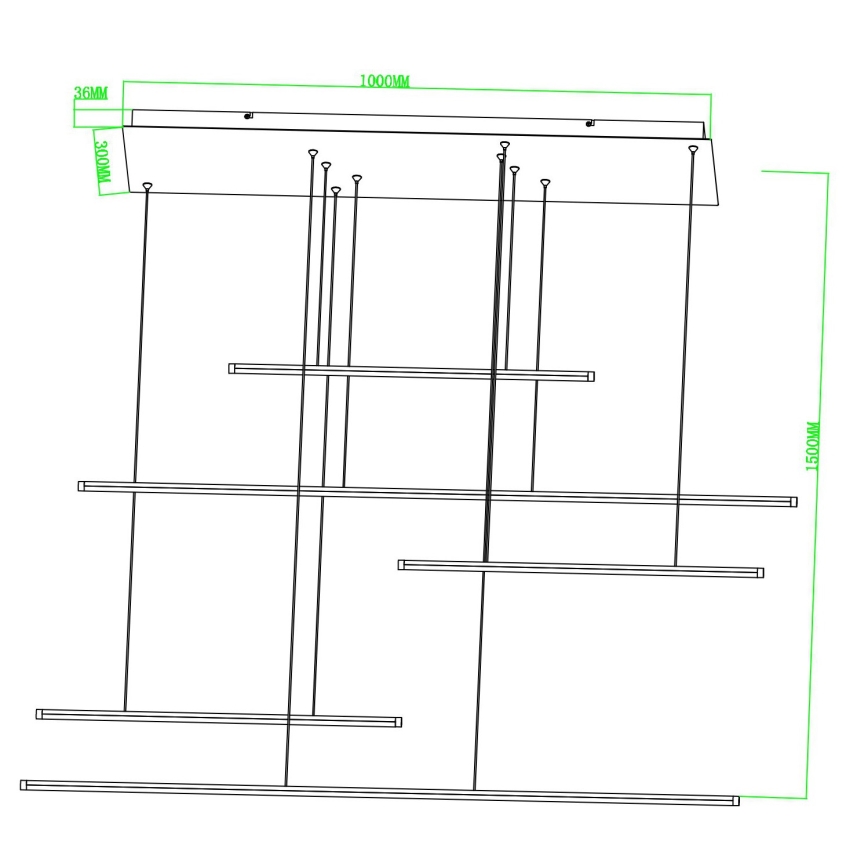 Ondaluce - LED prigušiva luster na sajli GENIUS LED/72W/230V crna