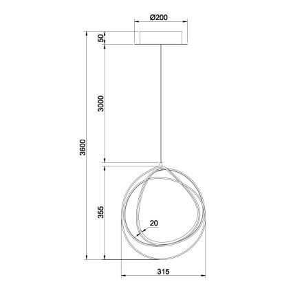 Ondaluce - LED prigušiva luster na sajli GOLDEN LED/28W/230V prečnik 31,5 cm zlatna